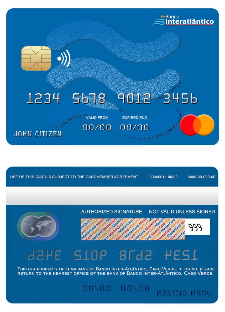 Download Cabo Verde Banco Inter Atlântico  bank mastercard Photoshop template